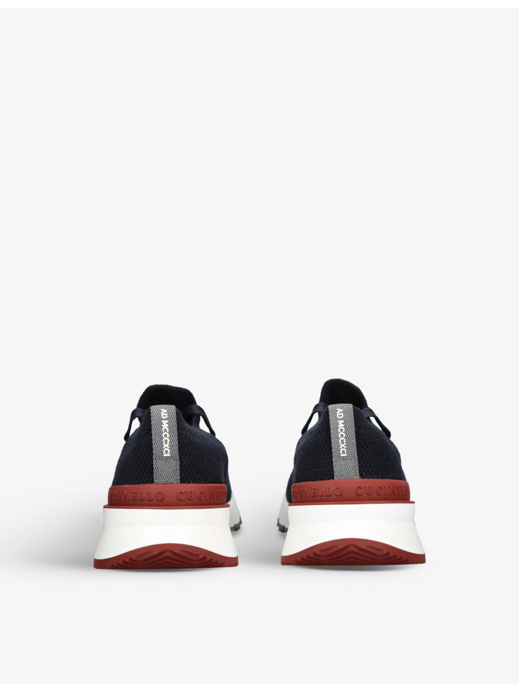 Brand-embossed pull-tab knitted low-top trainers - 4