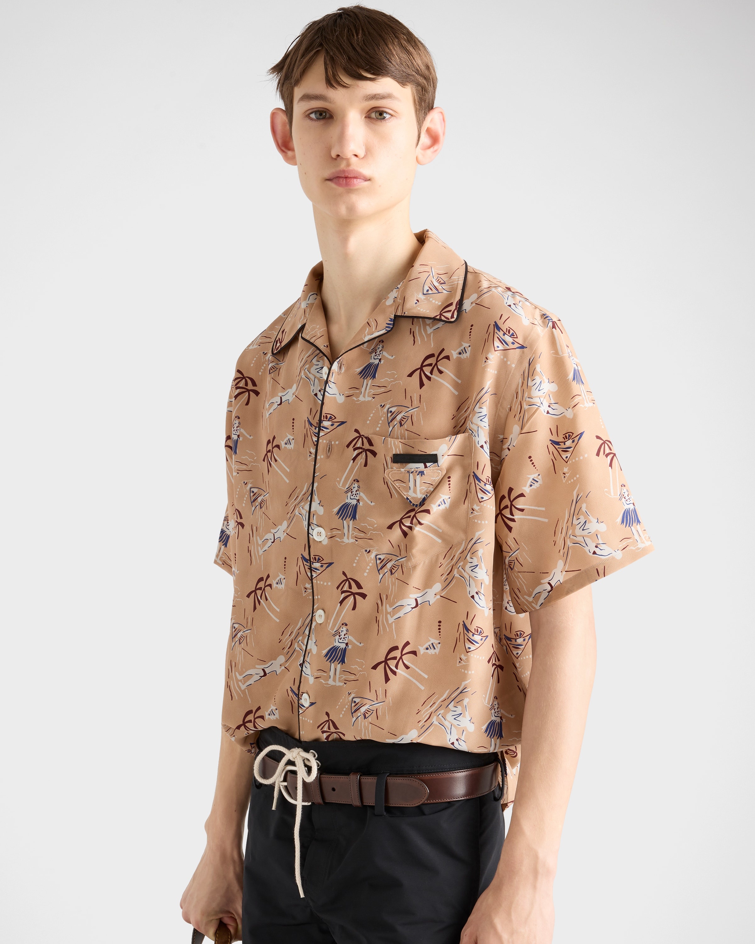 Printed silk blend bowling shirt - 4
