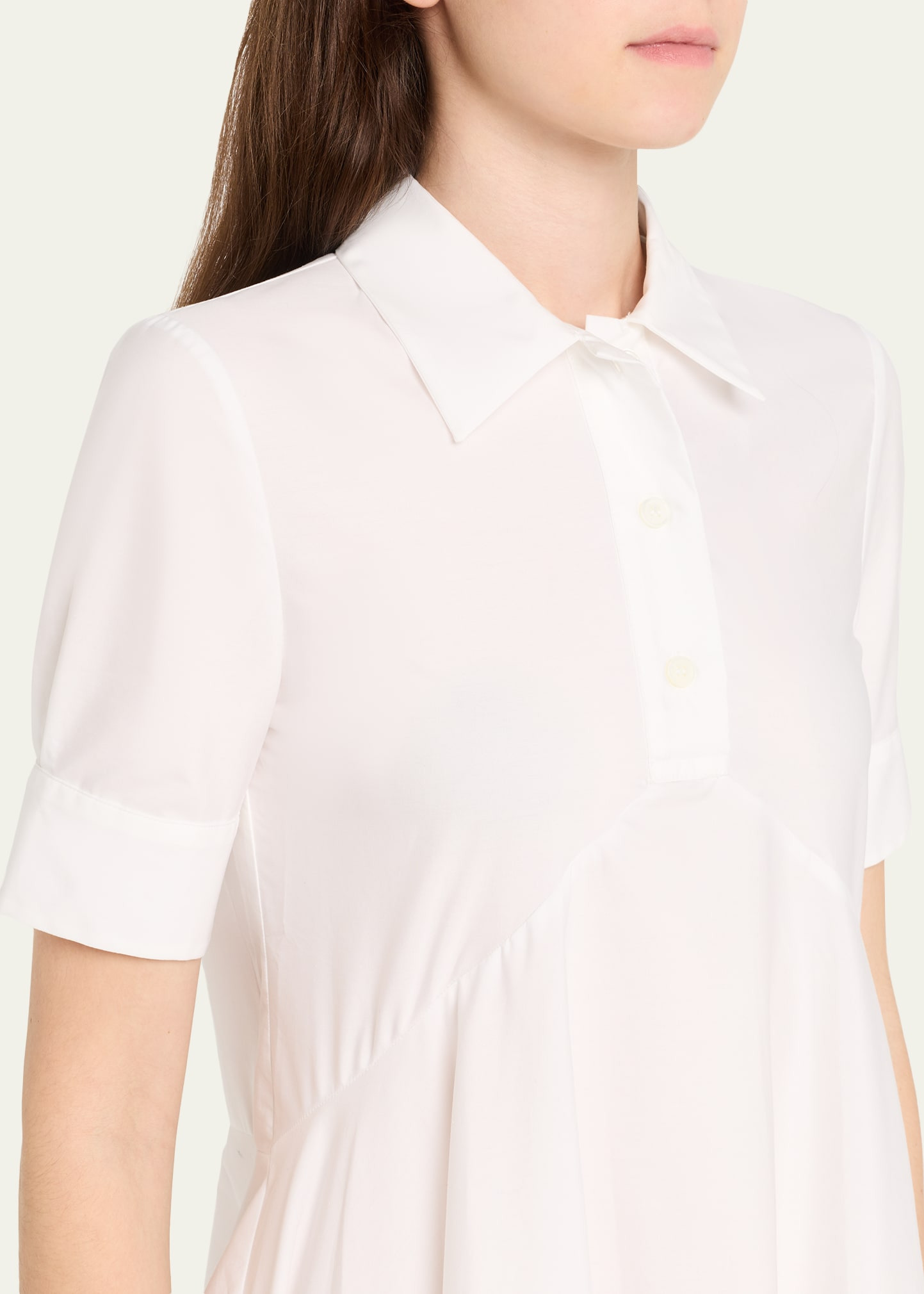 Short-Sleeve Empire-Waist Midi Polo Shirtdress - 5