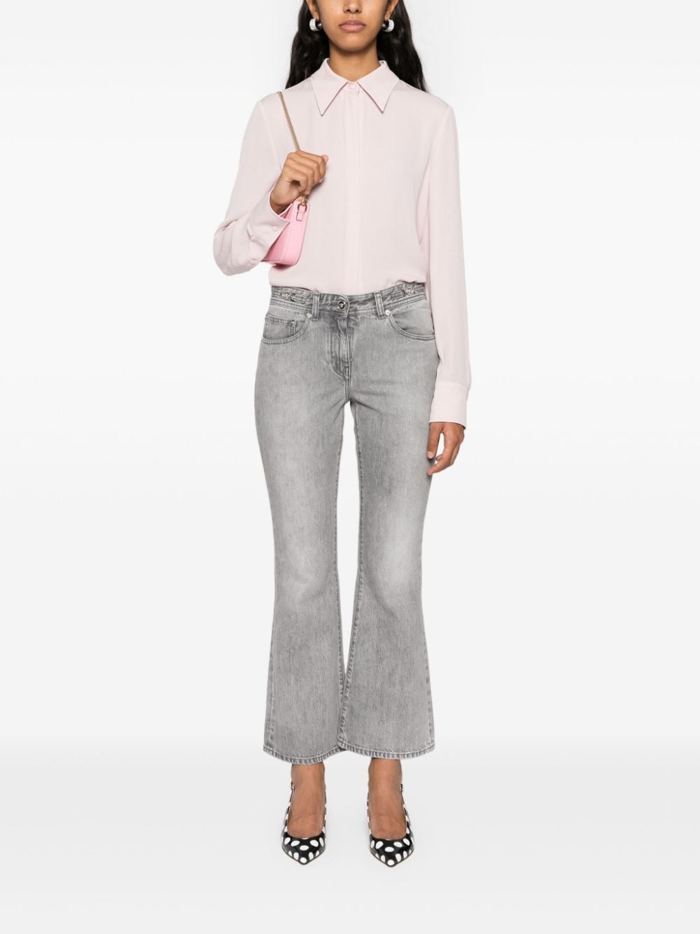 pointed-collar silk shirt - 2