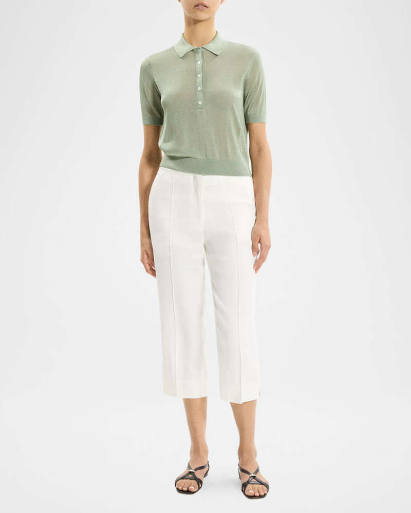 Theory Sheer Short-Sleeve Polo Shirt outlook