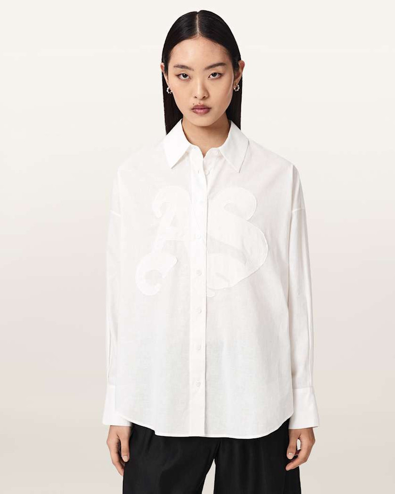 ALLSAINTS SPARROW LINEN BLEND EMBROIDERED SHIRT outlook
