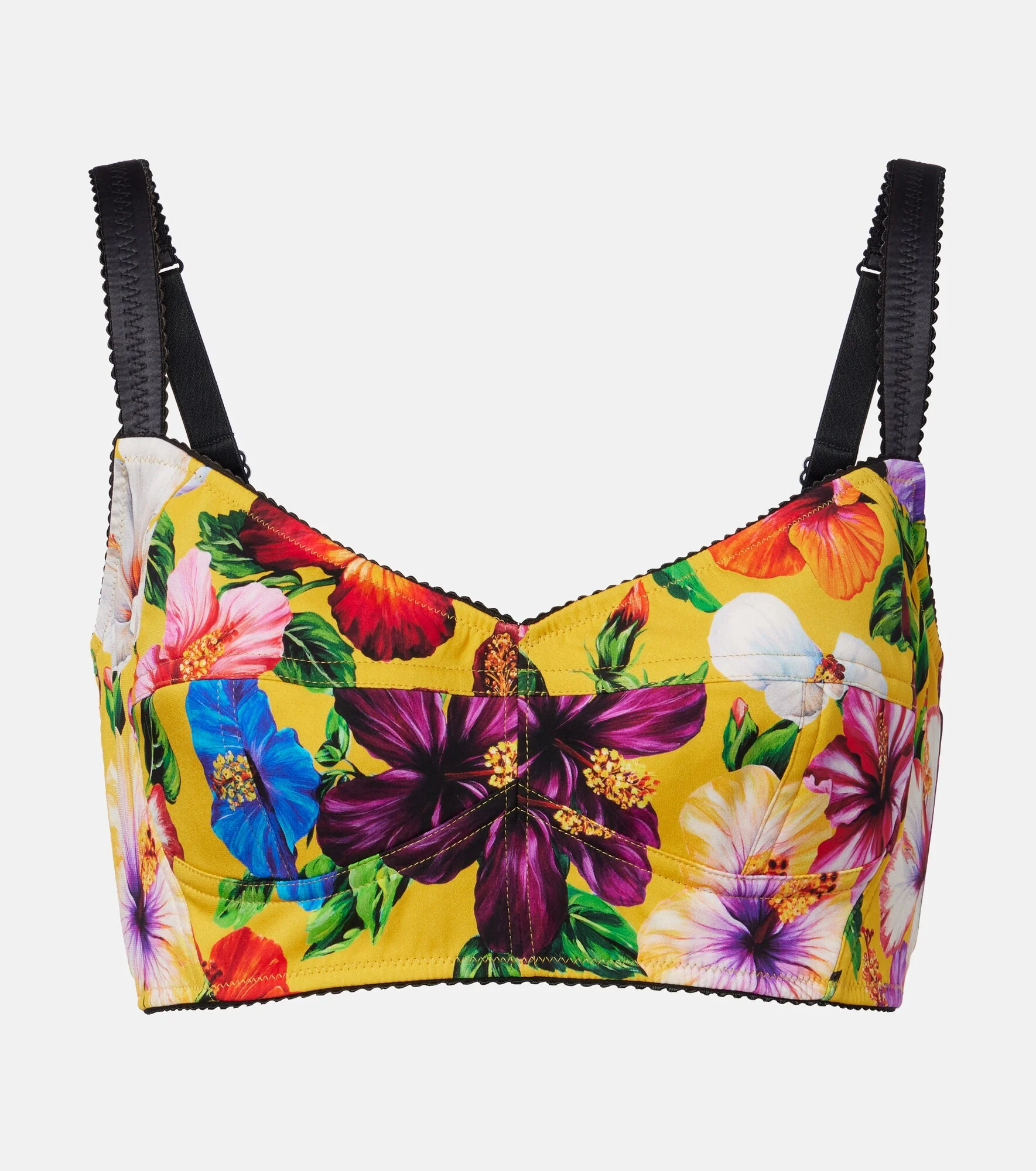 Floral silk-blend crop top - 1