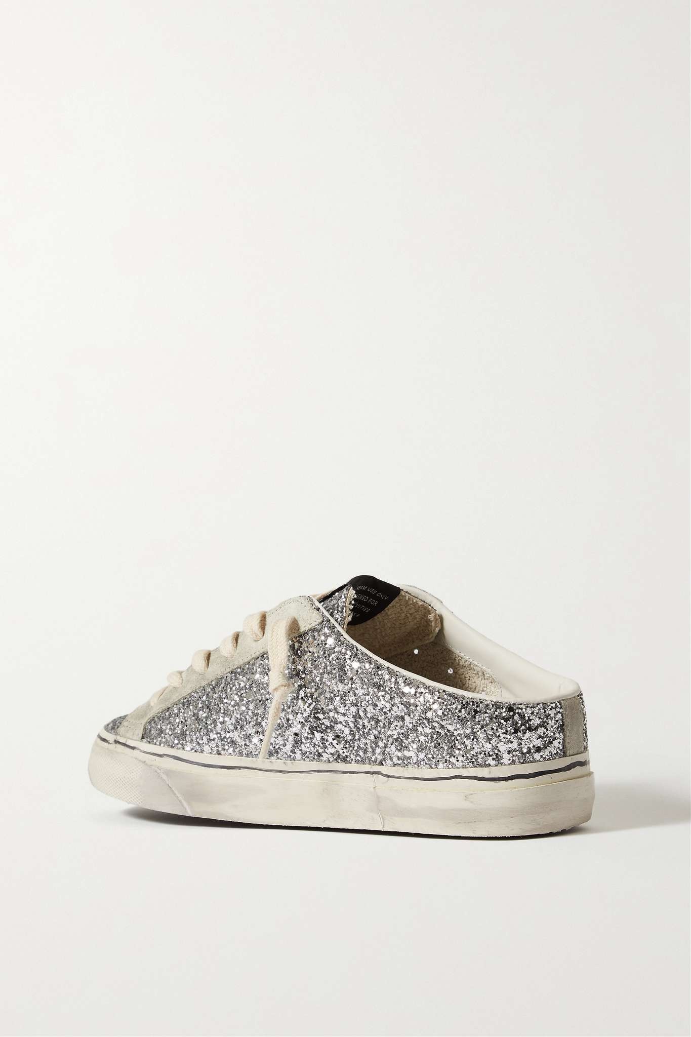 Super-Star Sabot distressed glittered leather and suede slip-on sneakers - 3