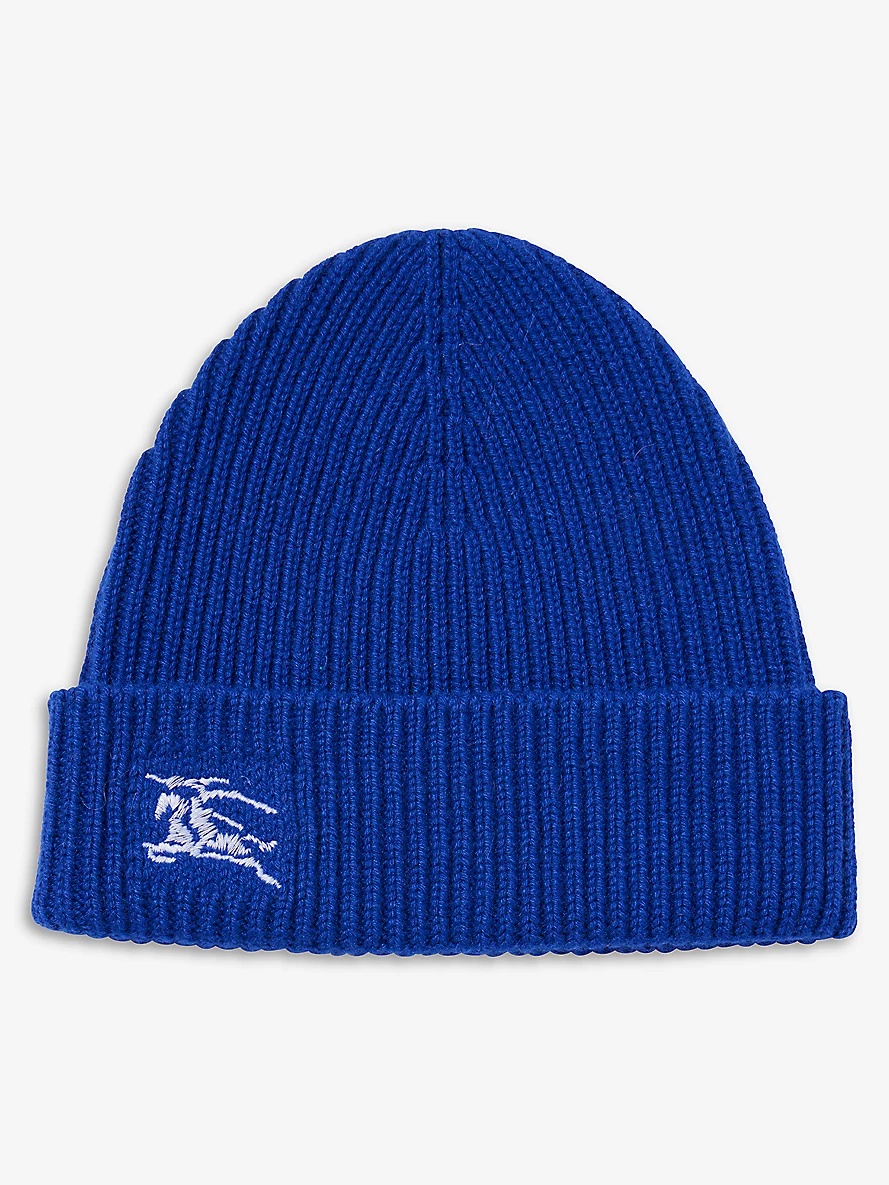 Logo-embroidered ribbed cashmere beanie - 1