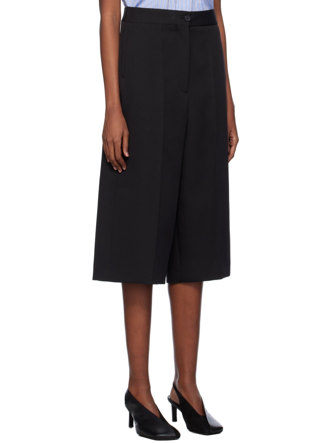 Black Pinched Seam Trousers - 2