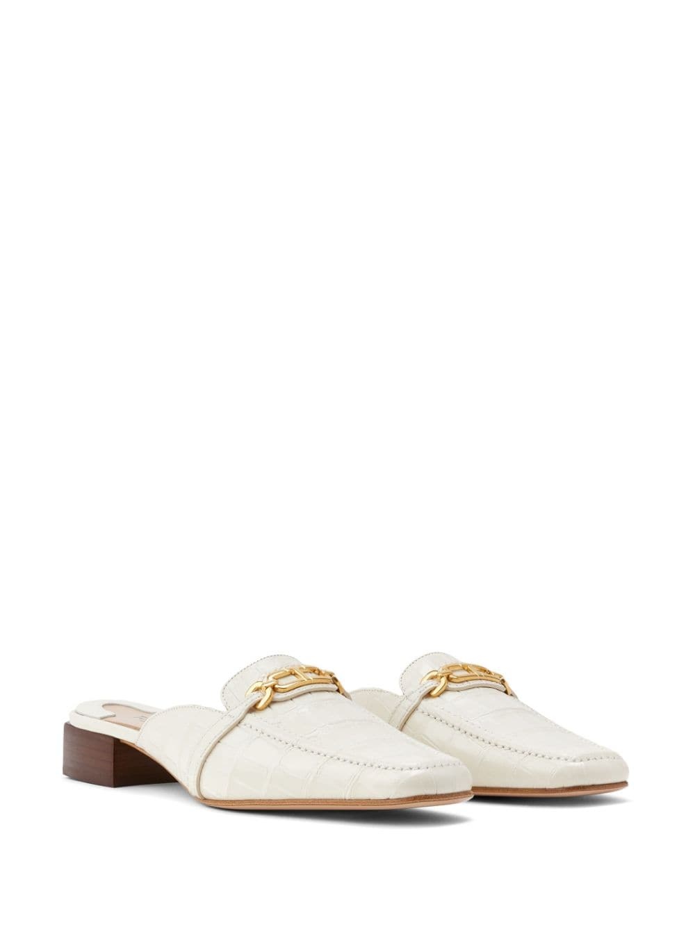 Whitney crocodile-embossed leather mules - 2