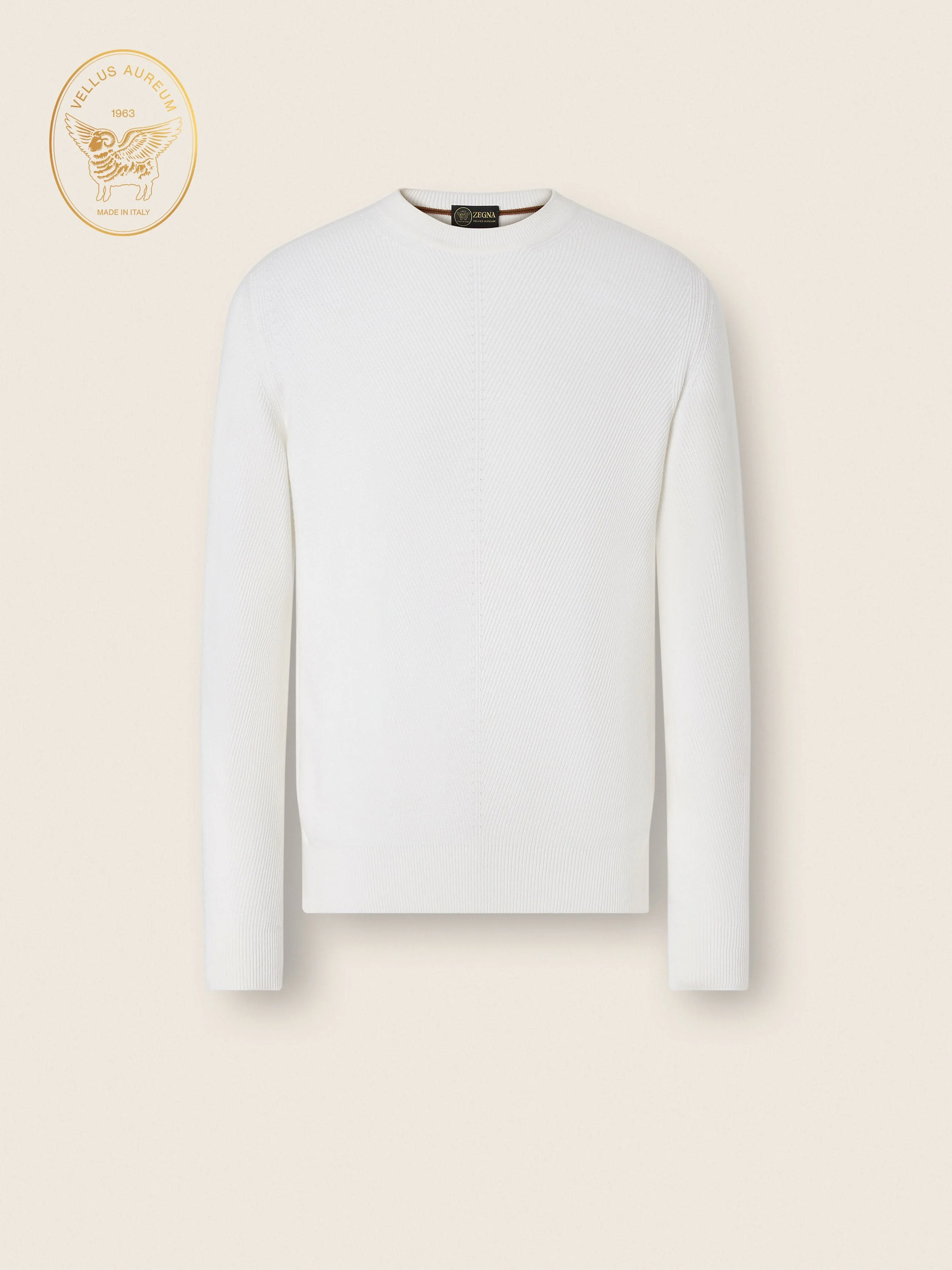WHITE VELLUS AUREUM CREWNECK - 1