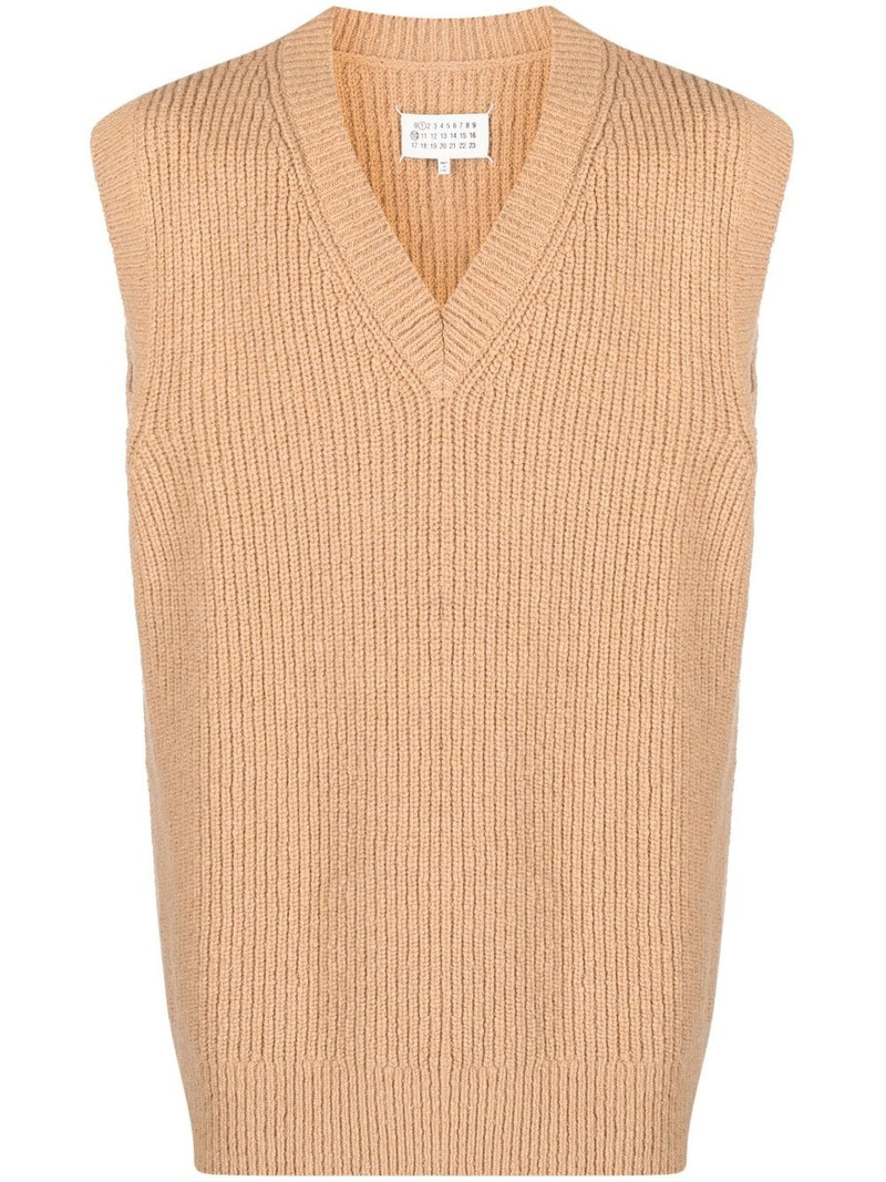V-neck ribbed-knit vest 1