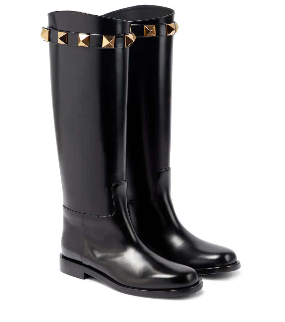 Roman Stud leather knee-high boots - 1