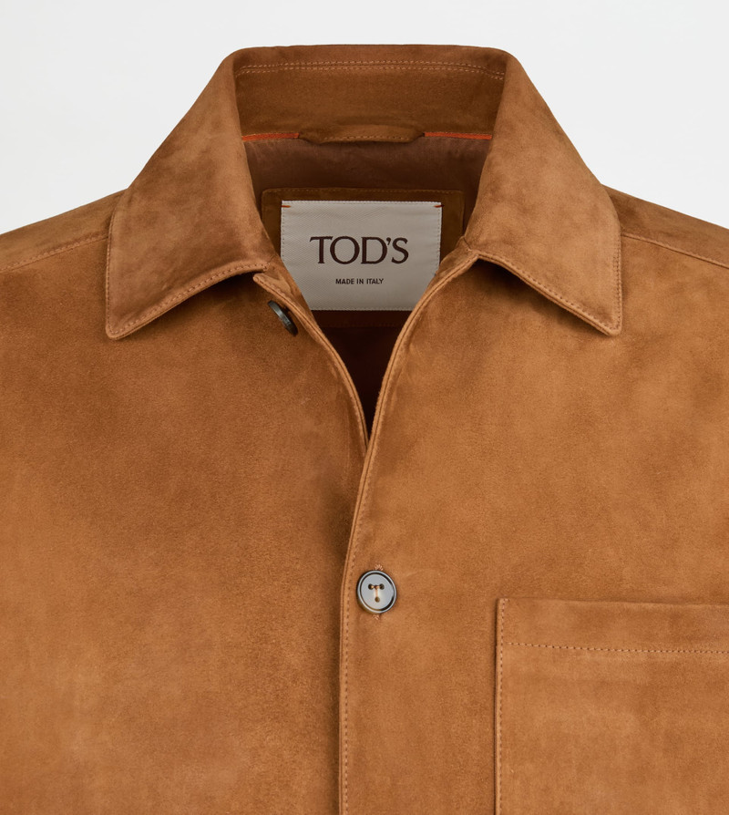 SHIRT JACKET IN PASHMY SUEDE - BROWN 7