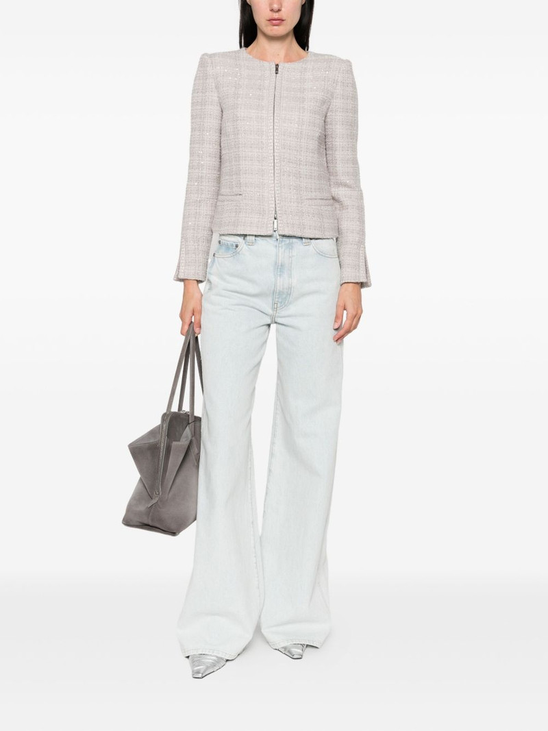 EMPORIO ARMANI tweed sequin-embellished jacket outlook