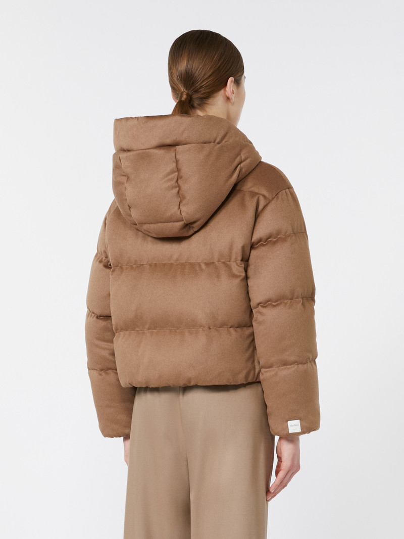 DALIA Reversible down jacket in camel drap and water-repellent taffeta 4