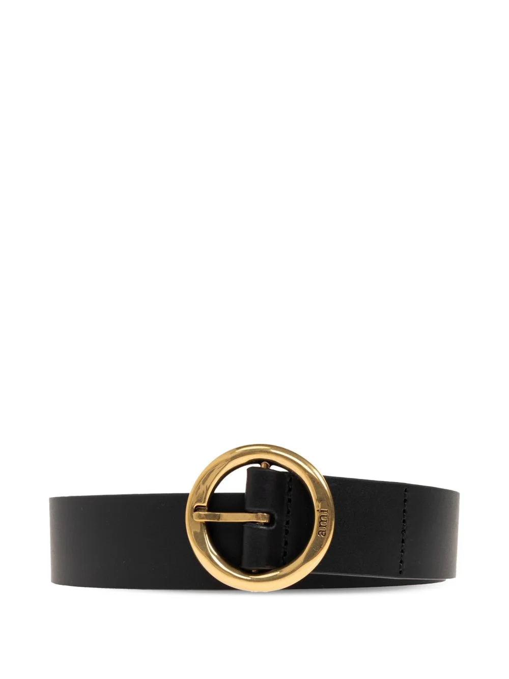 circular-buckle leather belt - 1