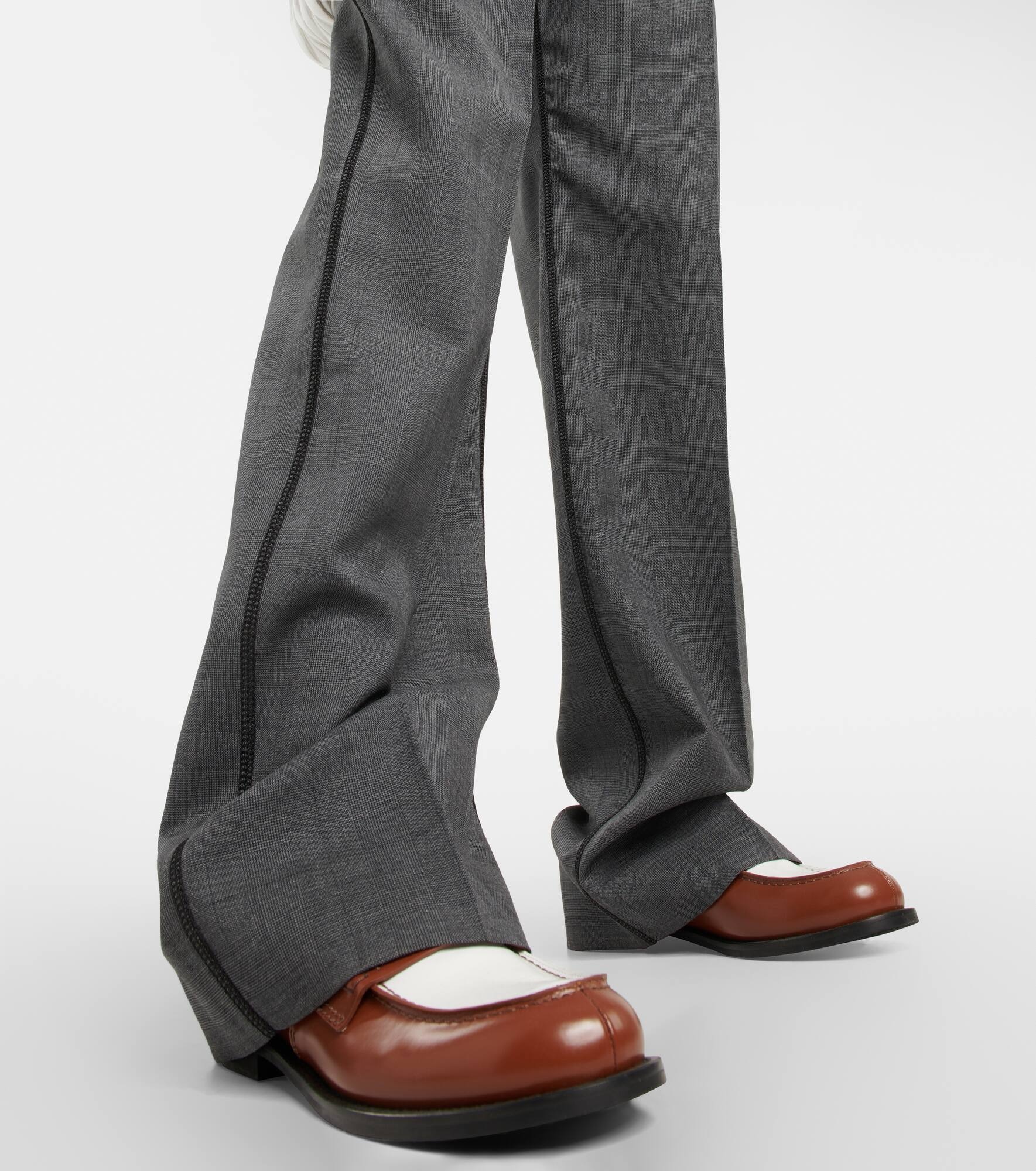 Logo wide-leg checked pants - 5