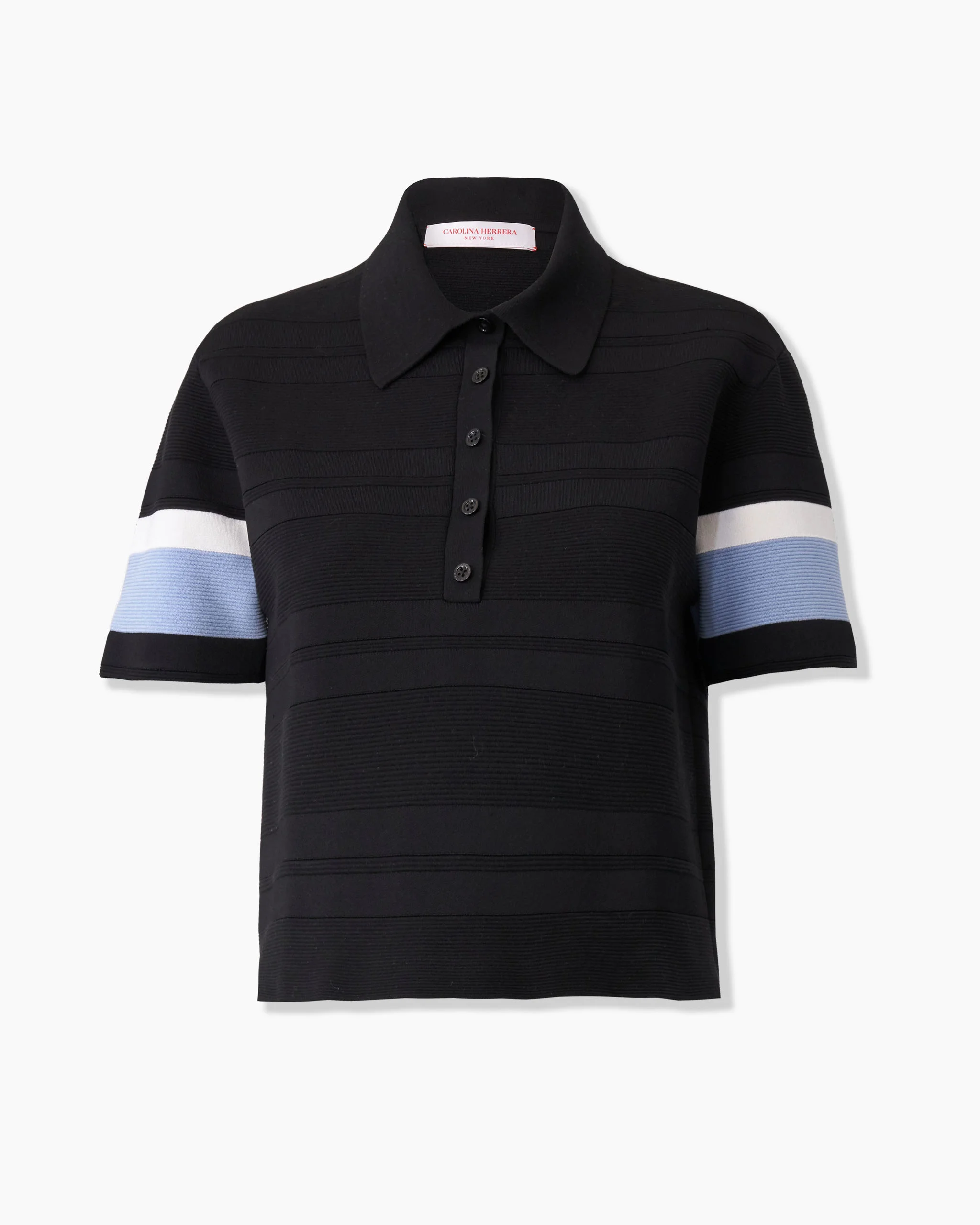 Striped Knit Polo Shirt - 1