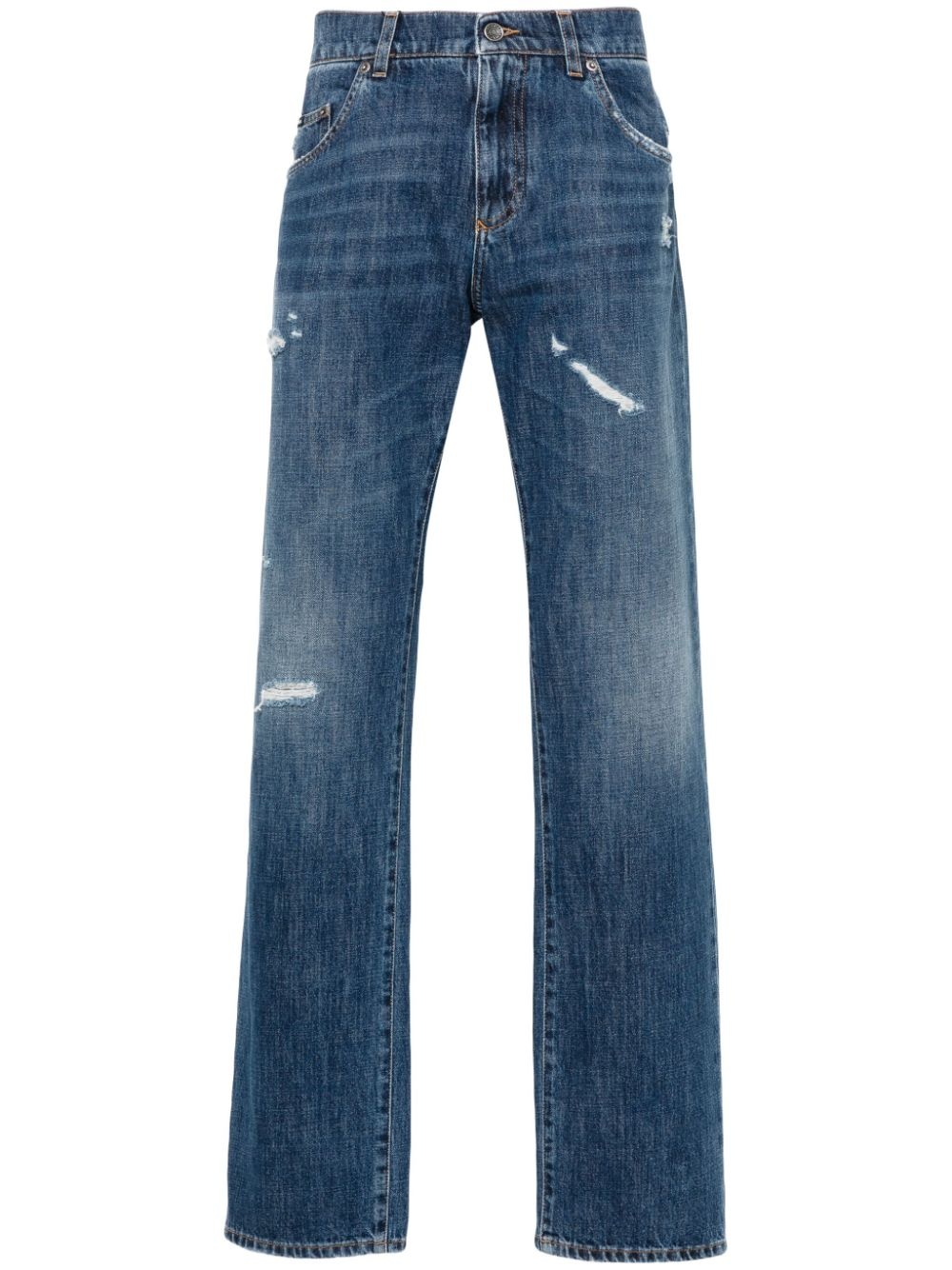 ripped-detail straight-leg jeans - 1