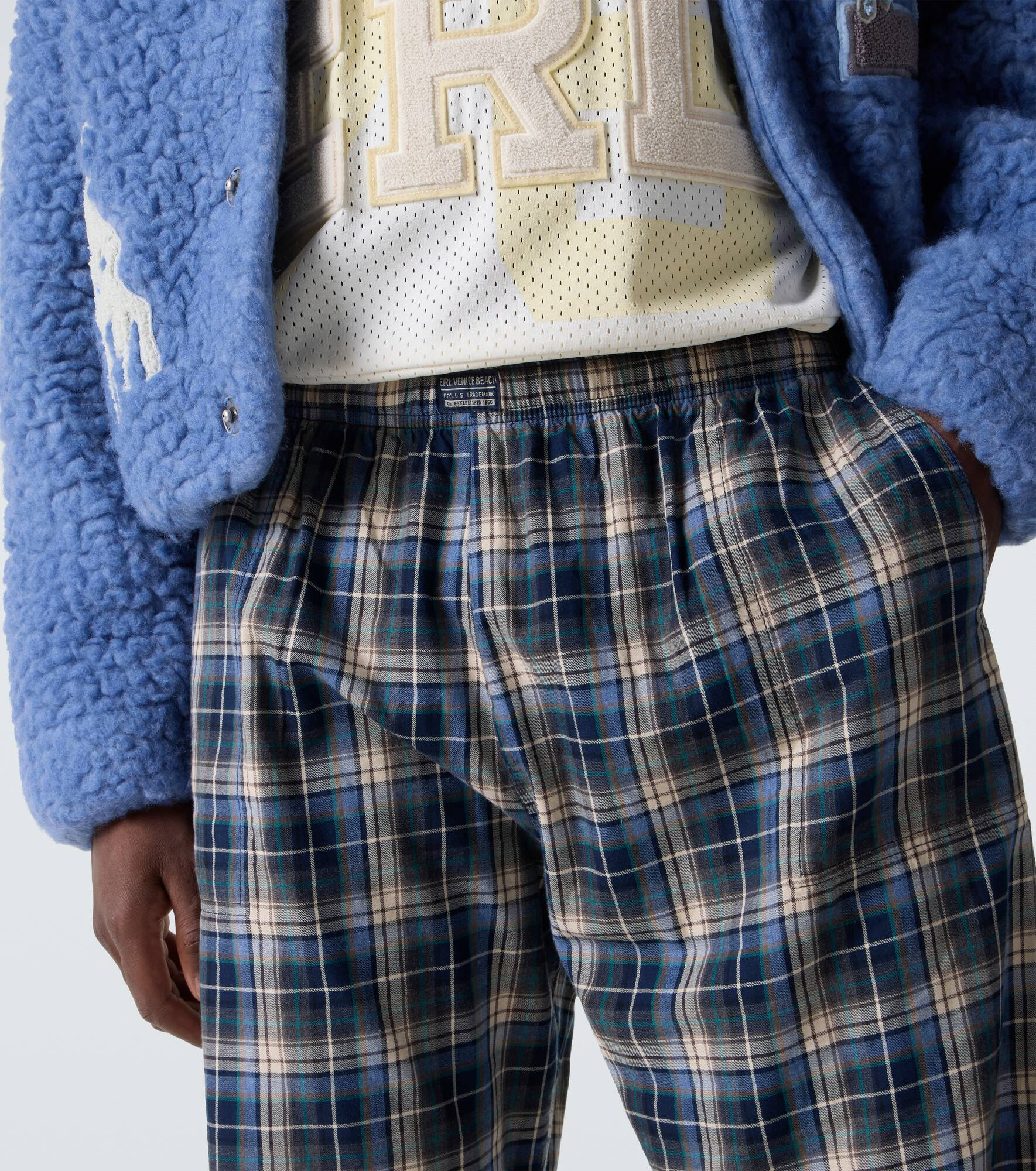 Plaid cotton wide-leg pants - 5