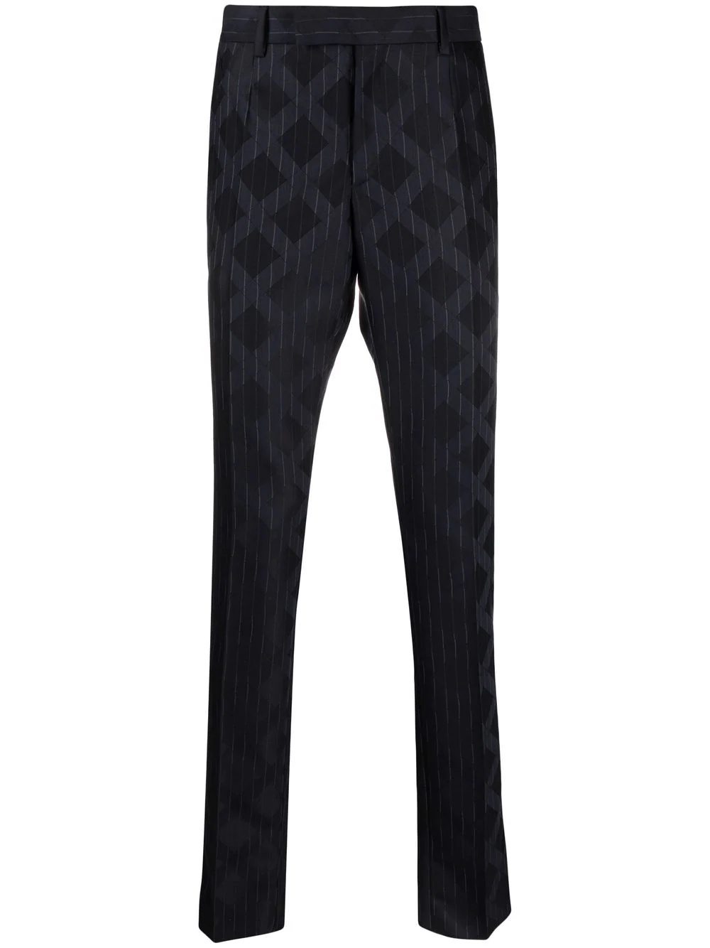 rhombus-pattern pinstripe wool trousers - 1