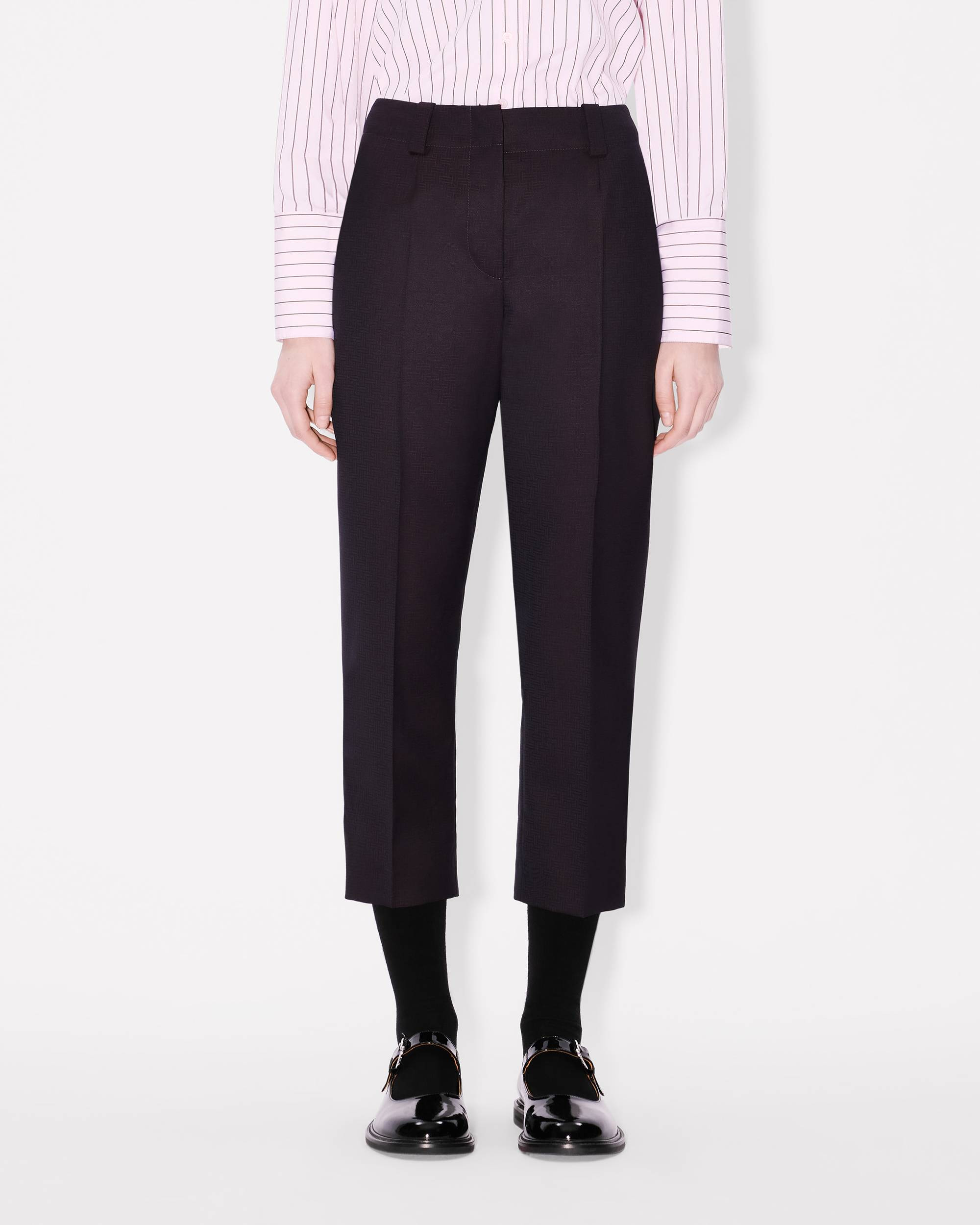 'KENZO Weave' cropped pants in wool jacquard - 4