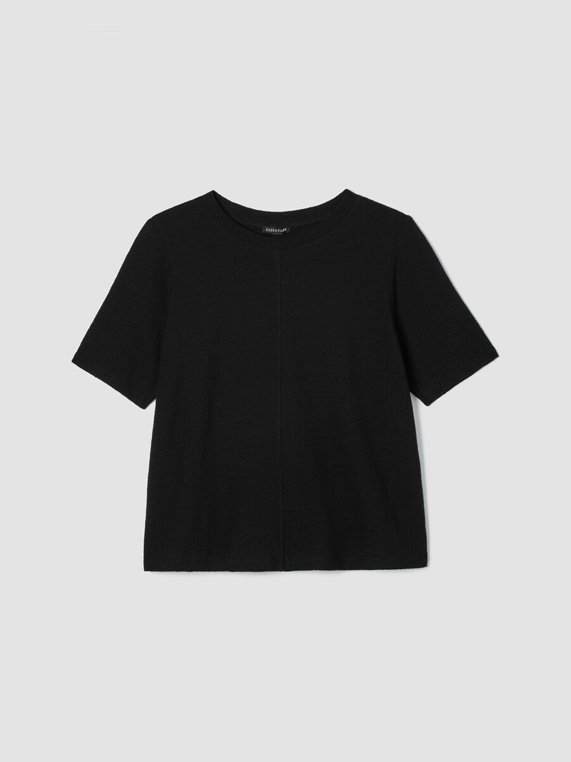 Organic Cotton Jacquard Crew Neck Top 1