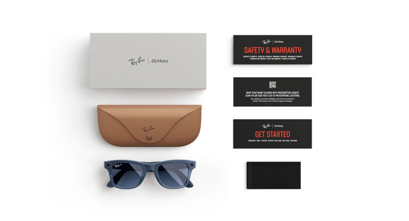 Ray-Ban Meta Wayfarer (Gen 1), Matte Jeans Transparent / Dusty Blue Polarized, Standard 5