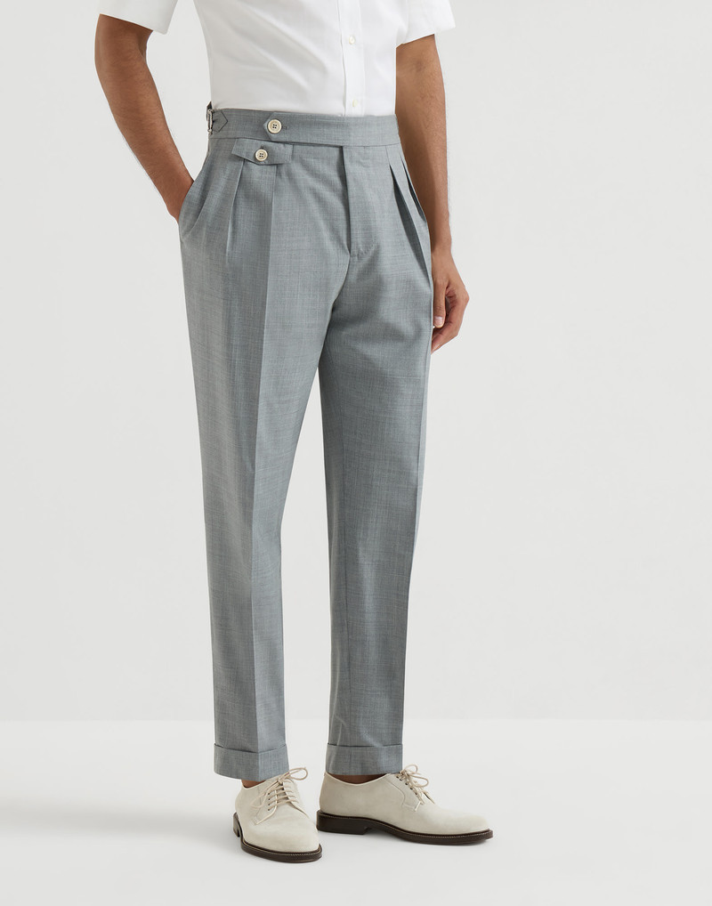 Virgin wool fresco trousers with double pleats and waist tabs 2