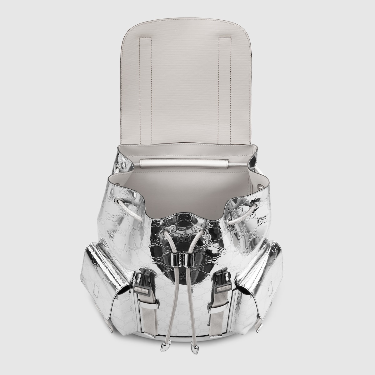 Large mirror-effect GG backpack - 7