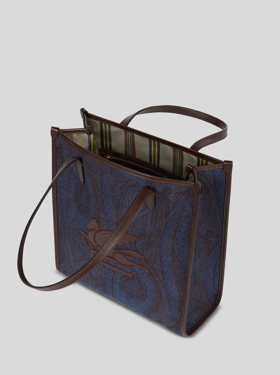 MEDIUM LOVE TROTTER BAG WITH BLUE PAISLEY MOTIF - 3