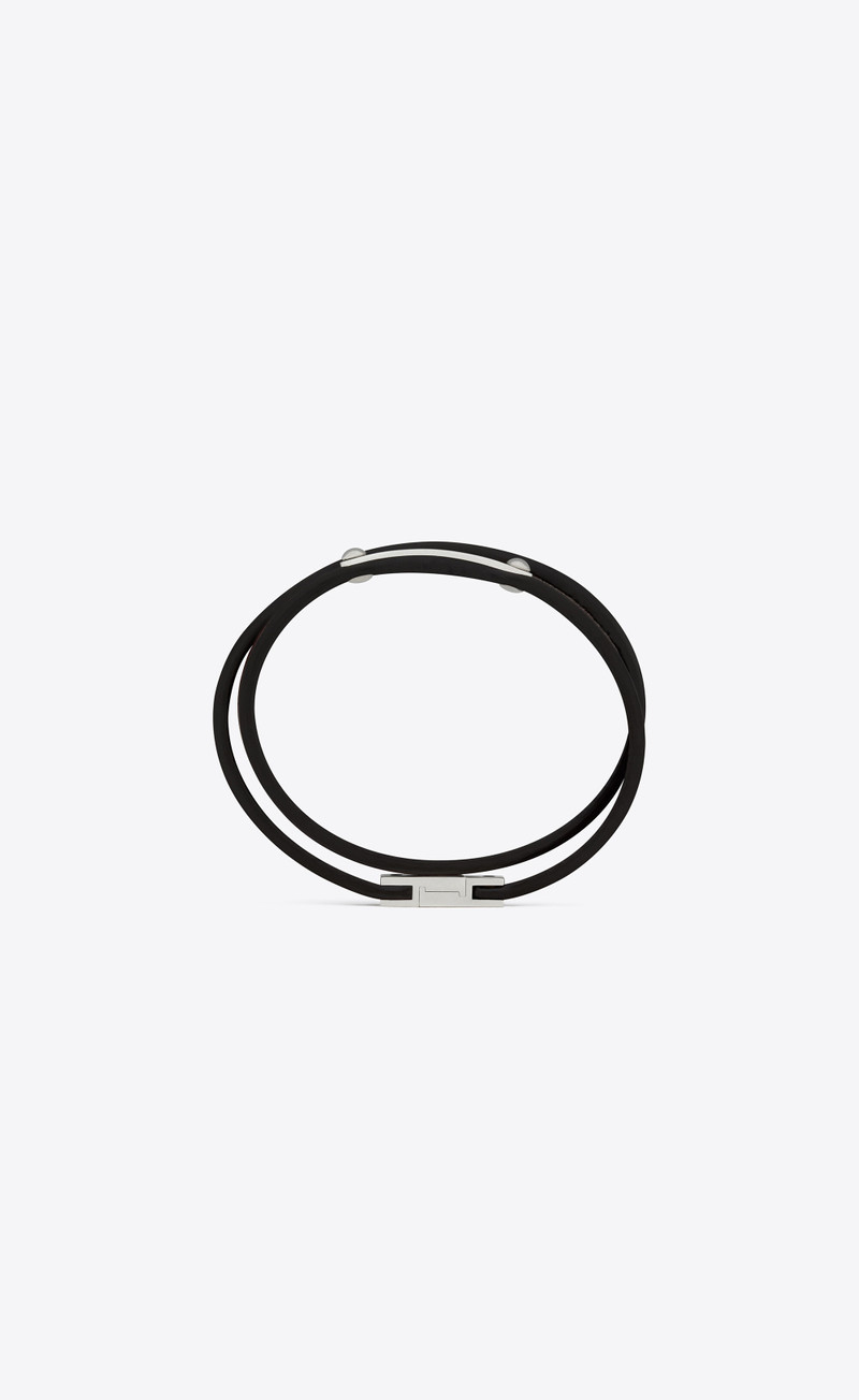 double-wrap id bracelet in leather 3