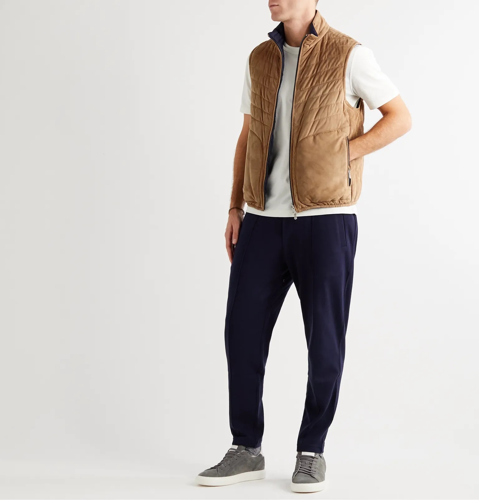 Reversible Quilted Suede Down Gilet - 2