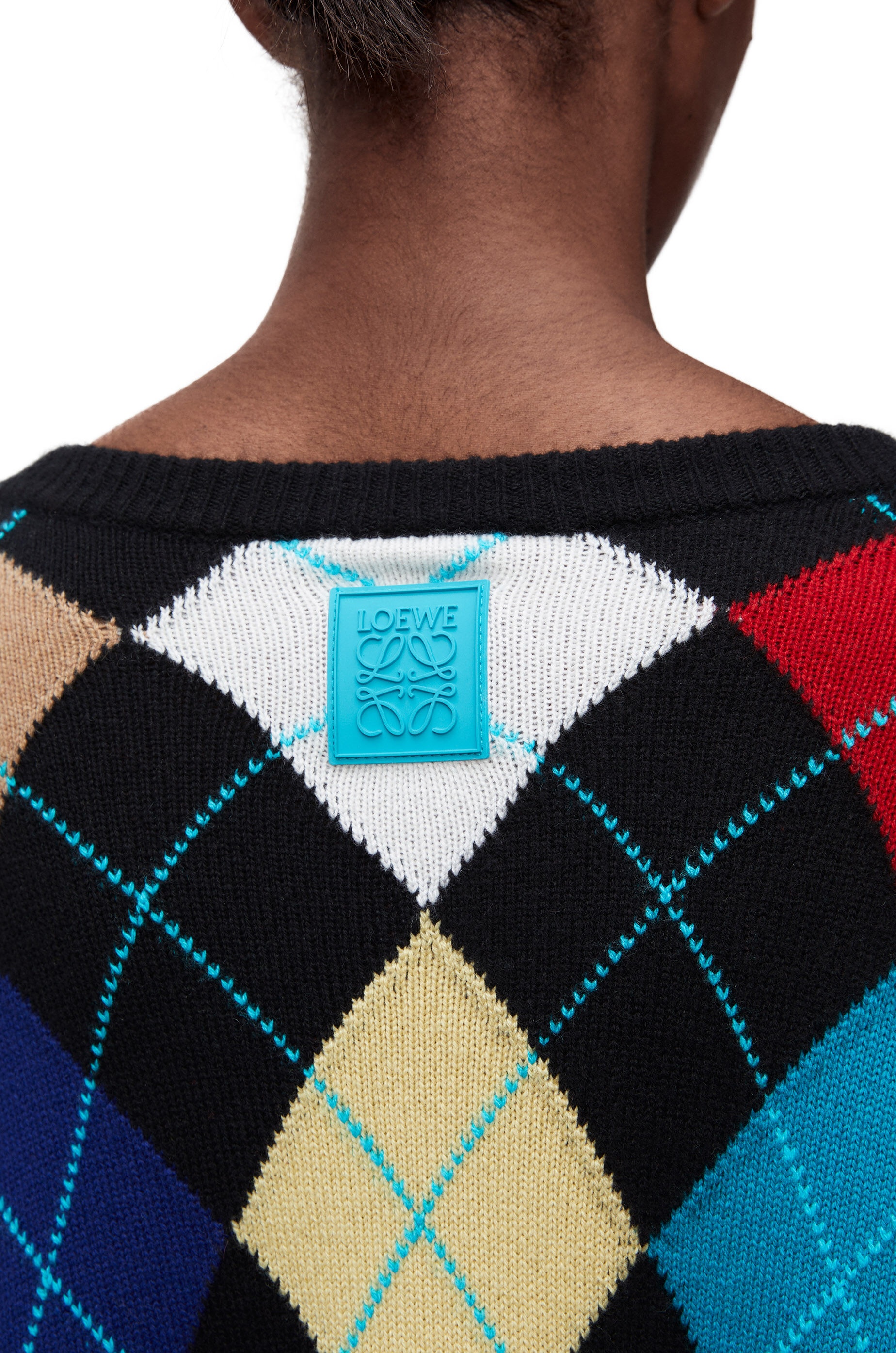 Oversized Argyle sweater in cashmere - 5