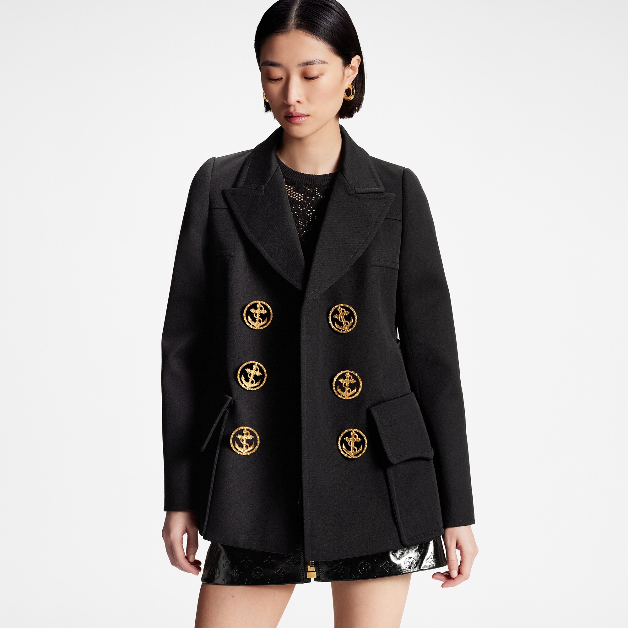 Oversized Anchor Button Jacket - 5