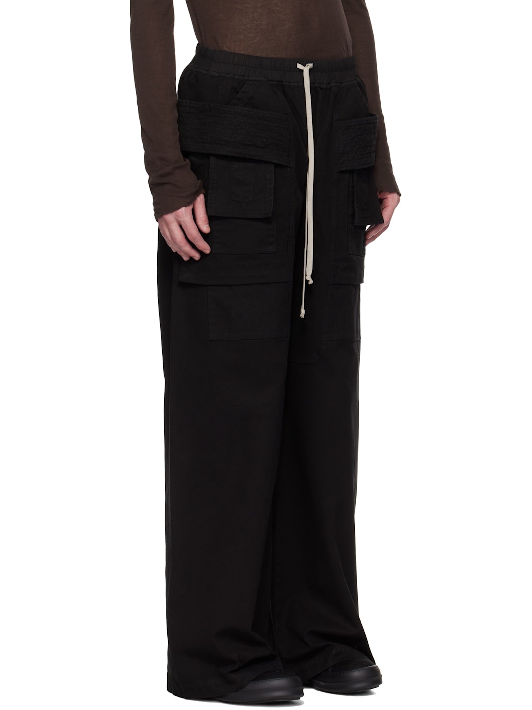 Black Hollywood Creatch Wide Drawstring Cargo Pants - 2