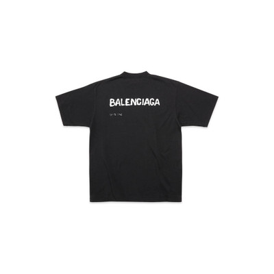 BALENCIAGA Men's Hand Drawn Balenciaga T-shirt Large Fit in Black outlook