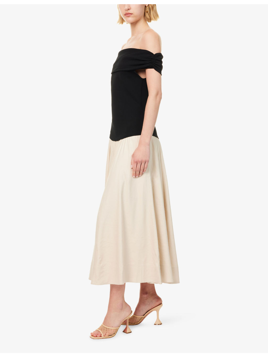 Adaline Contrast-Knit Stretch-Linen Blend Midi Dress - 3