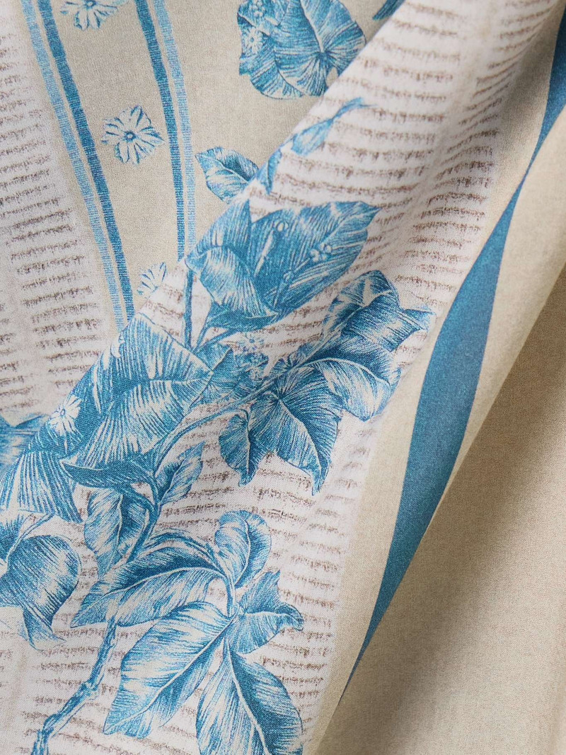 Lavanda Bougainvillea floral-print cotton and silk-blend voile pareo Blue 4