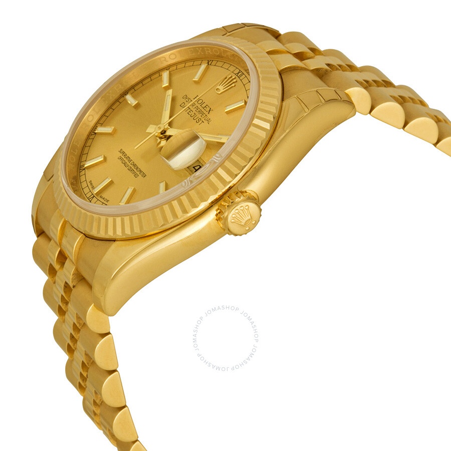 Rolex Oyster Perpetual Datejust 36 Champagne Dial 18K Yellow Gold Automatic Men's Watch 116238CSJ - 2