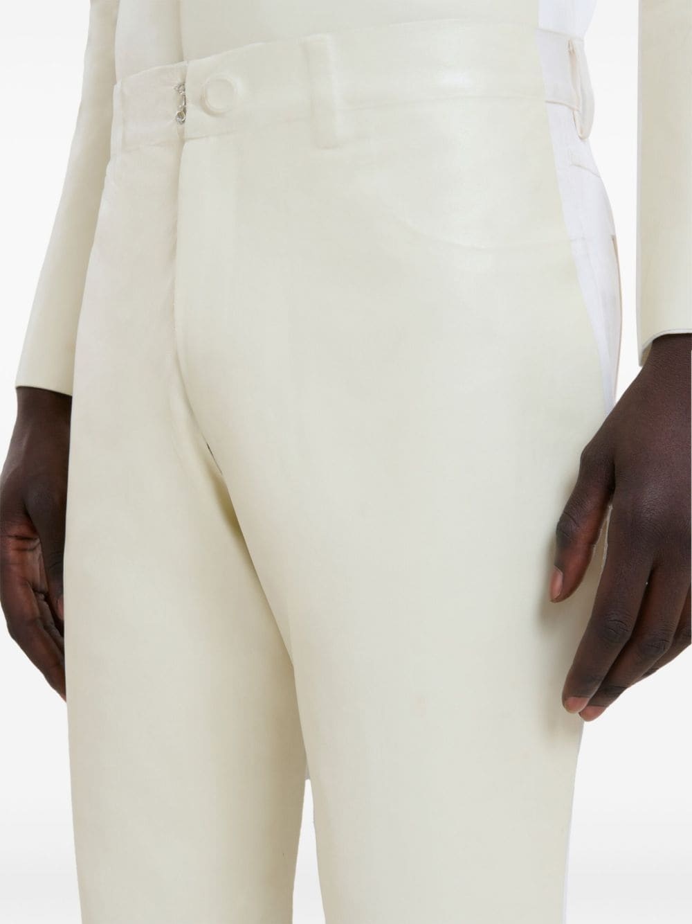 two-tone virgin-wool trousers - 5