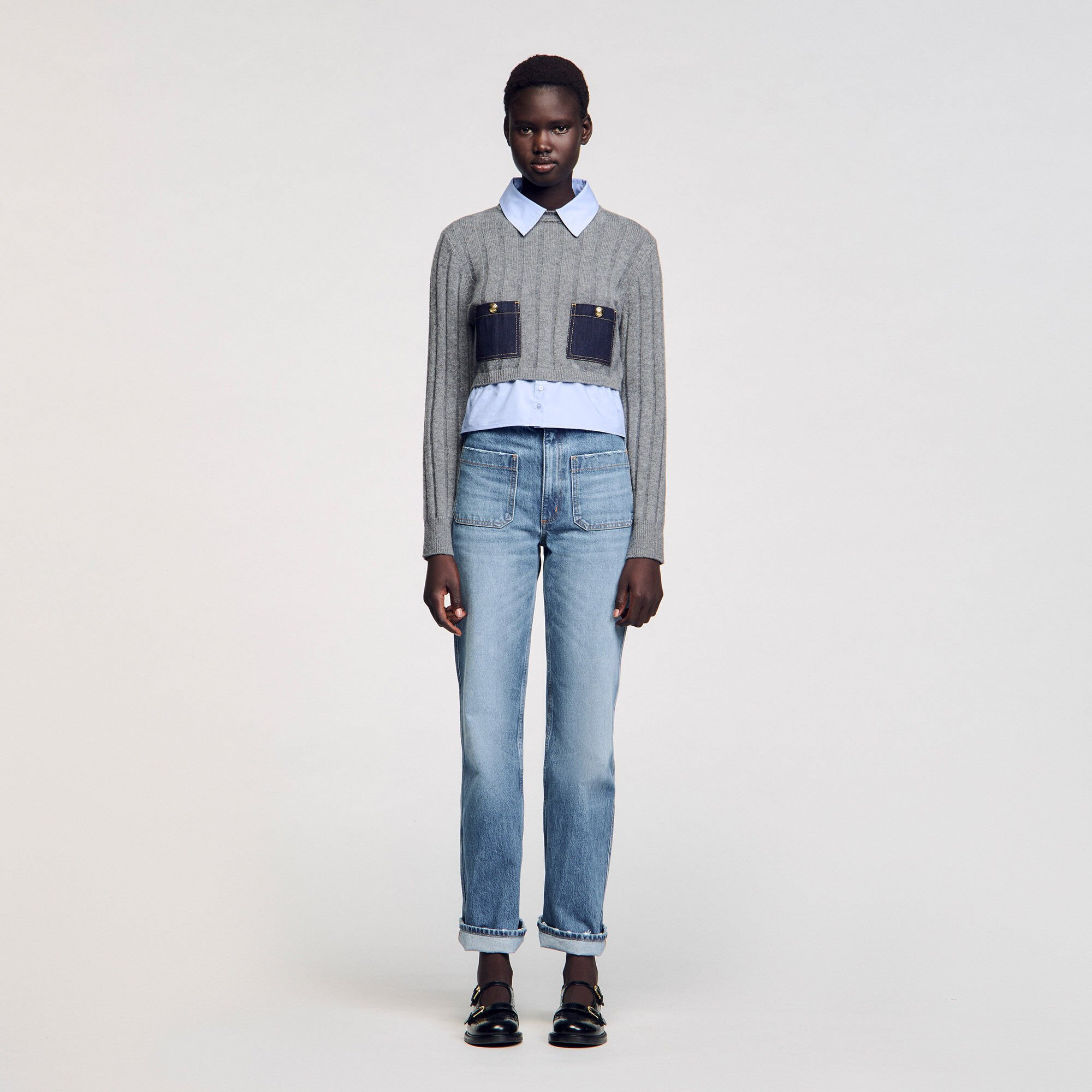 CROPPED WOOL AND CASHMERE SWEATER - 2