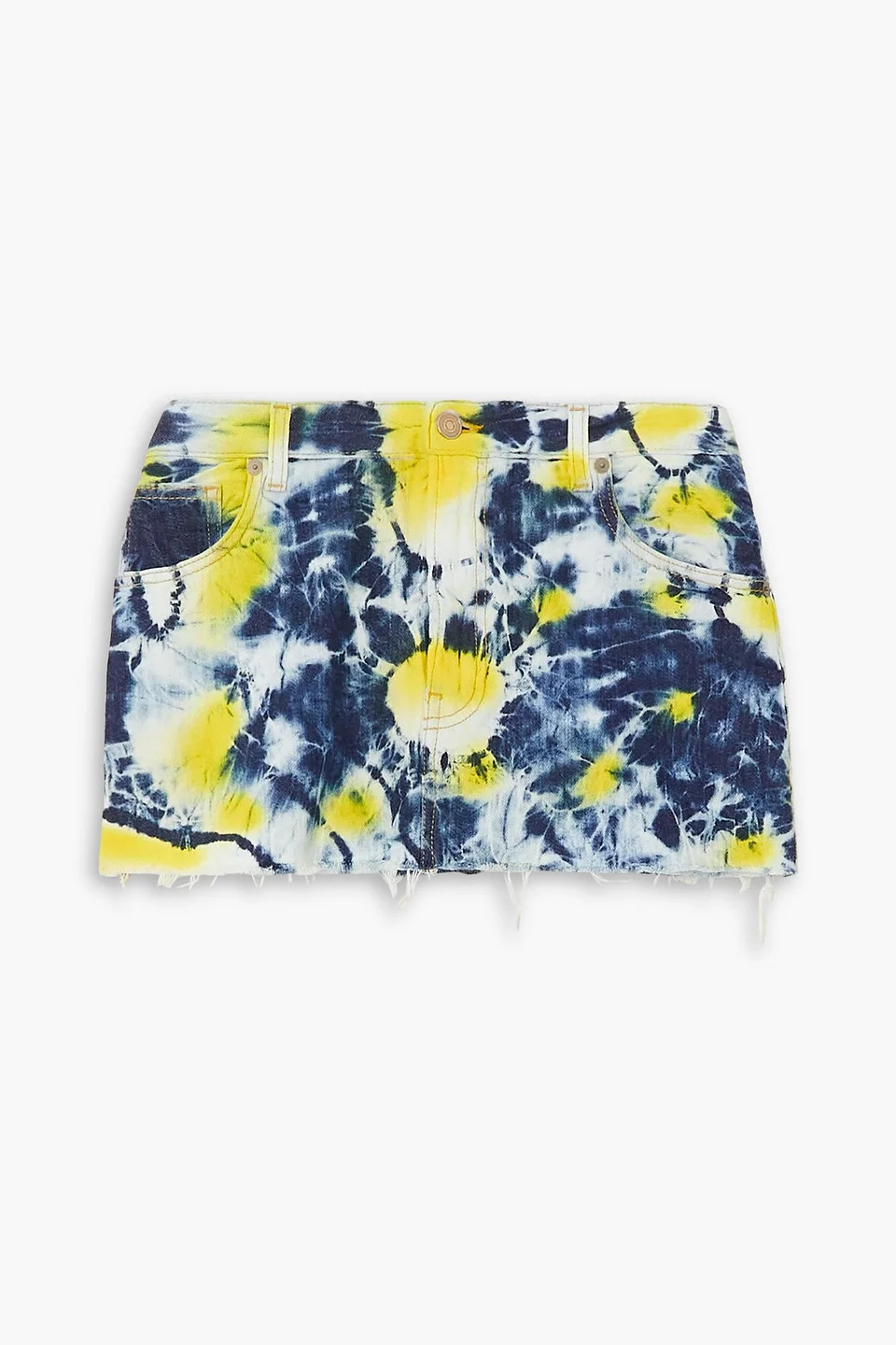 Moonrise frayed tie-dyed denim mini skirt - 1