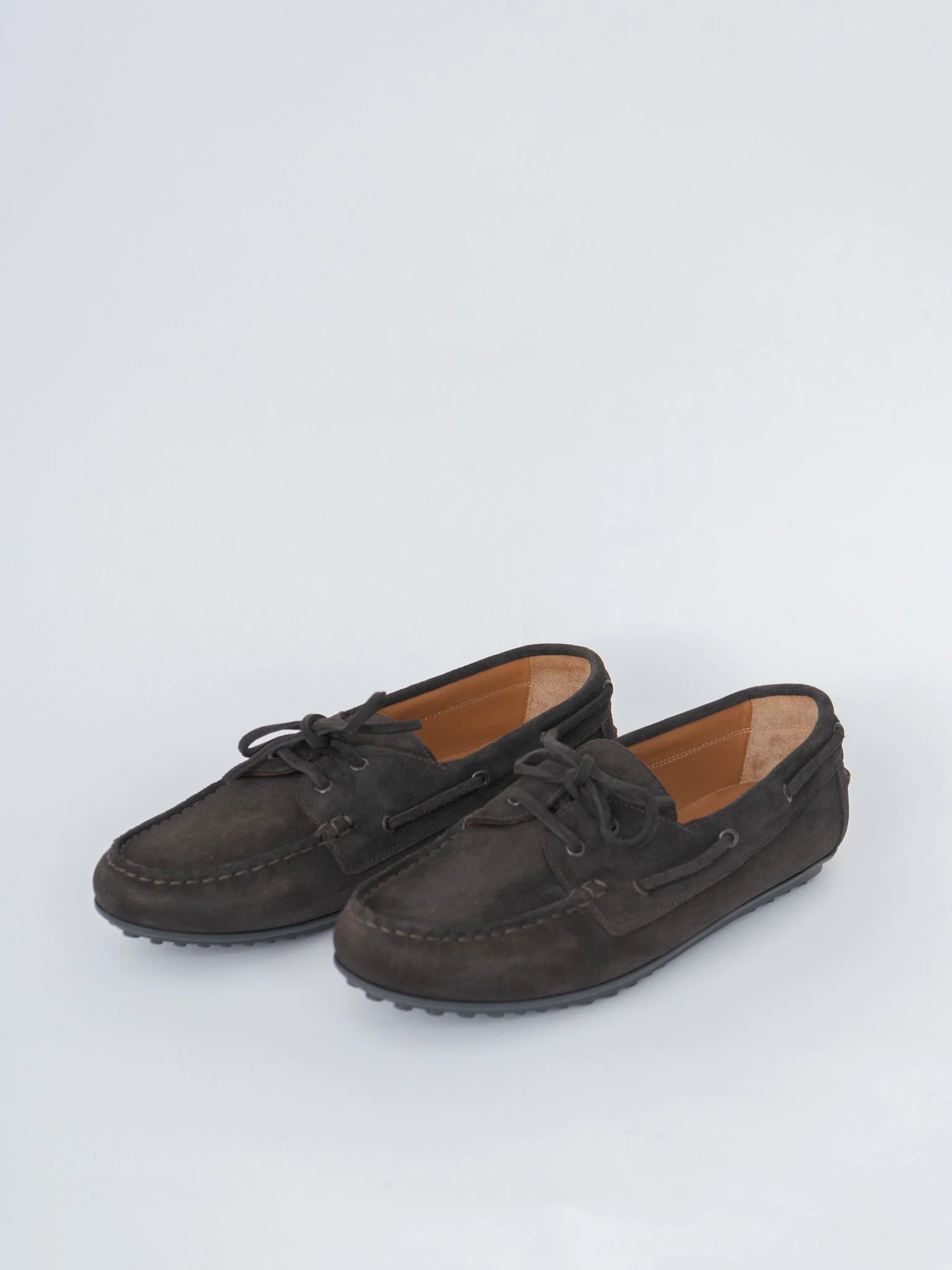 730TS Italian Navy Military Deck Shoes - Dark Brown Suede - 1