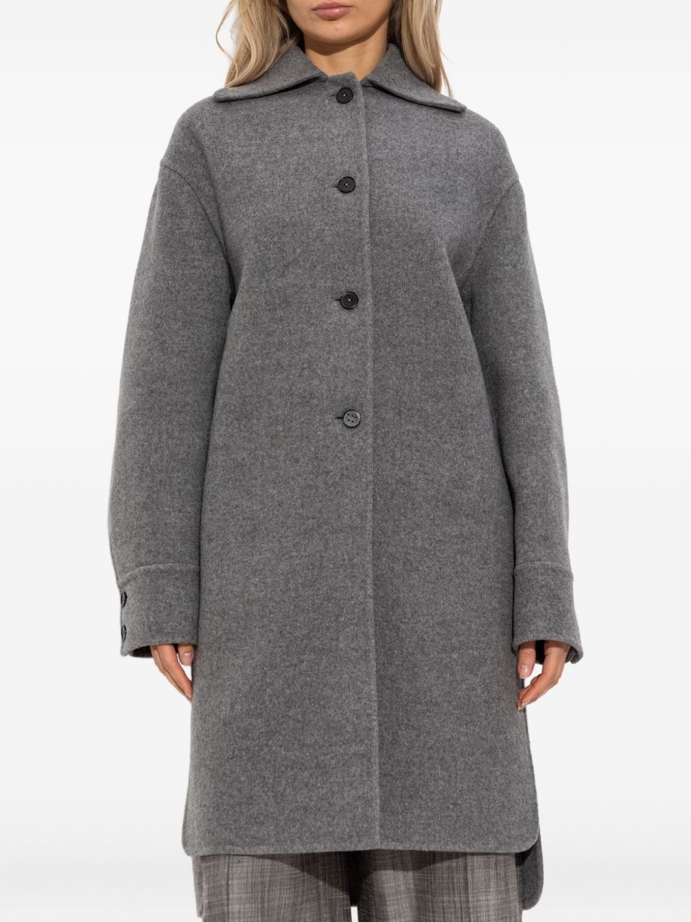 button-fastening wool coat - 3