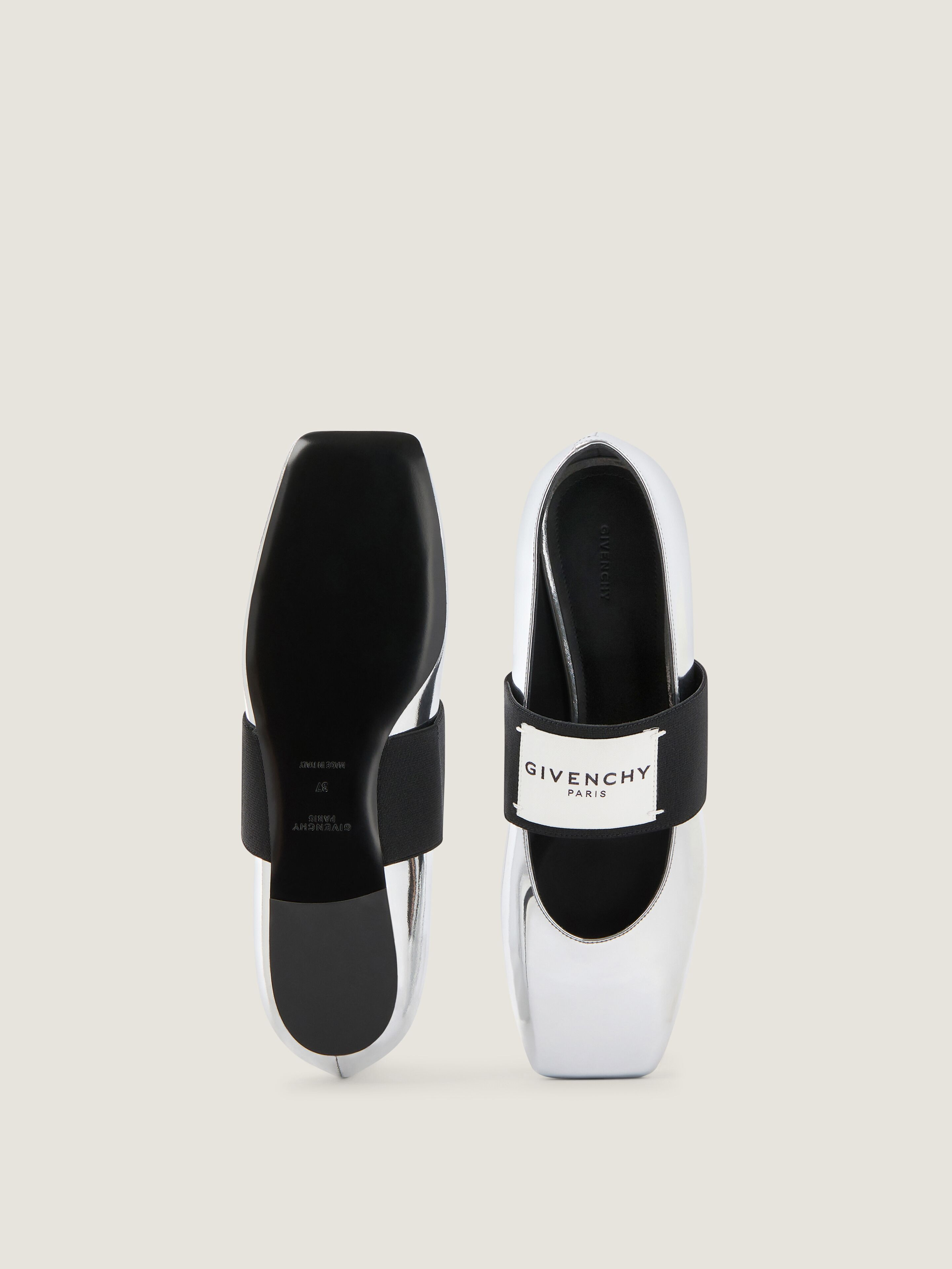 SLICED SQUARE BALLERINAS IN MIRROR EFFECT LEATHER - 4