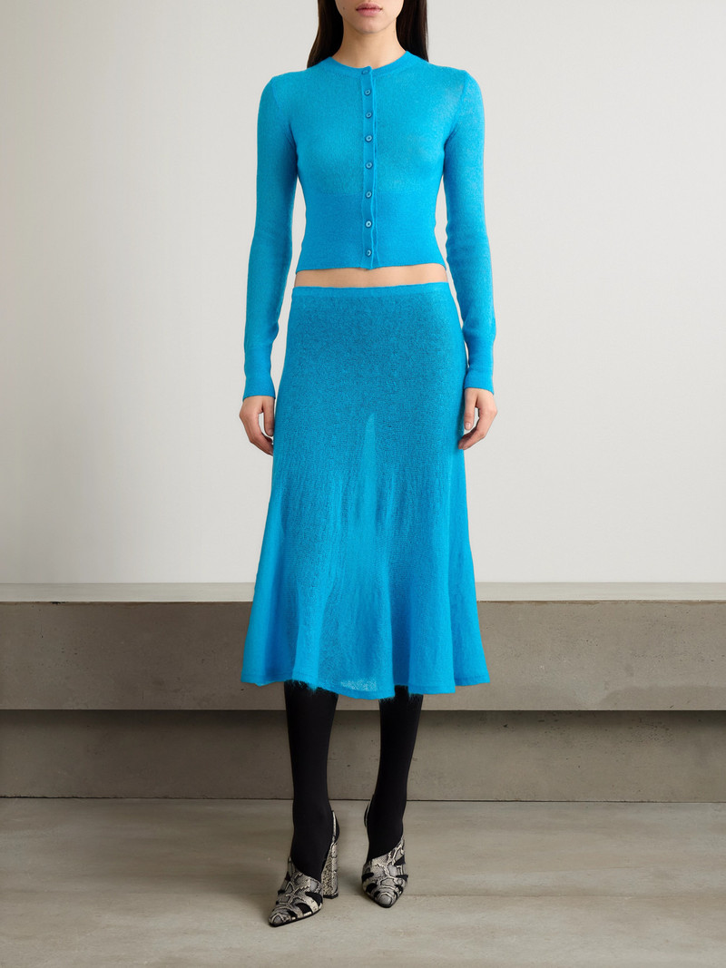 Alaïa Pleated Mohair-blend Midi Skirt outlook