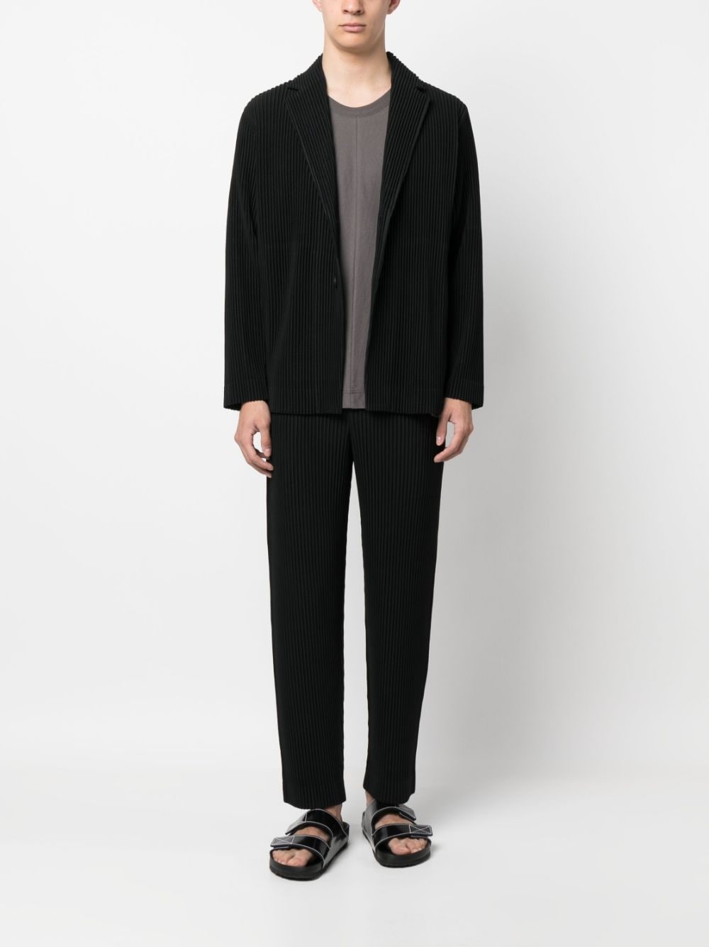 plissé single-breasted blazer - 2