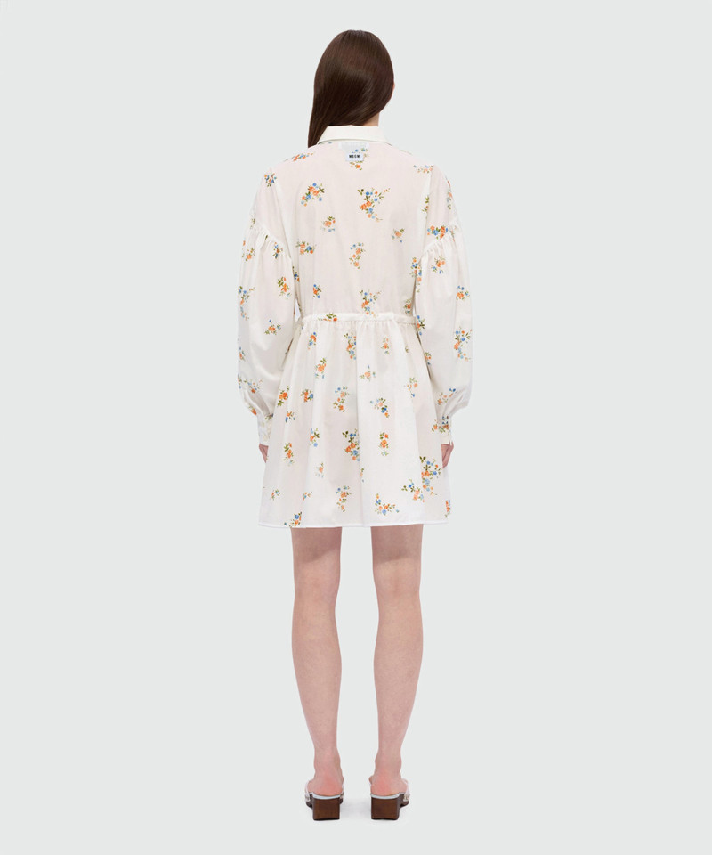 Off-white cotton poplin mini dress with micro floral print 3