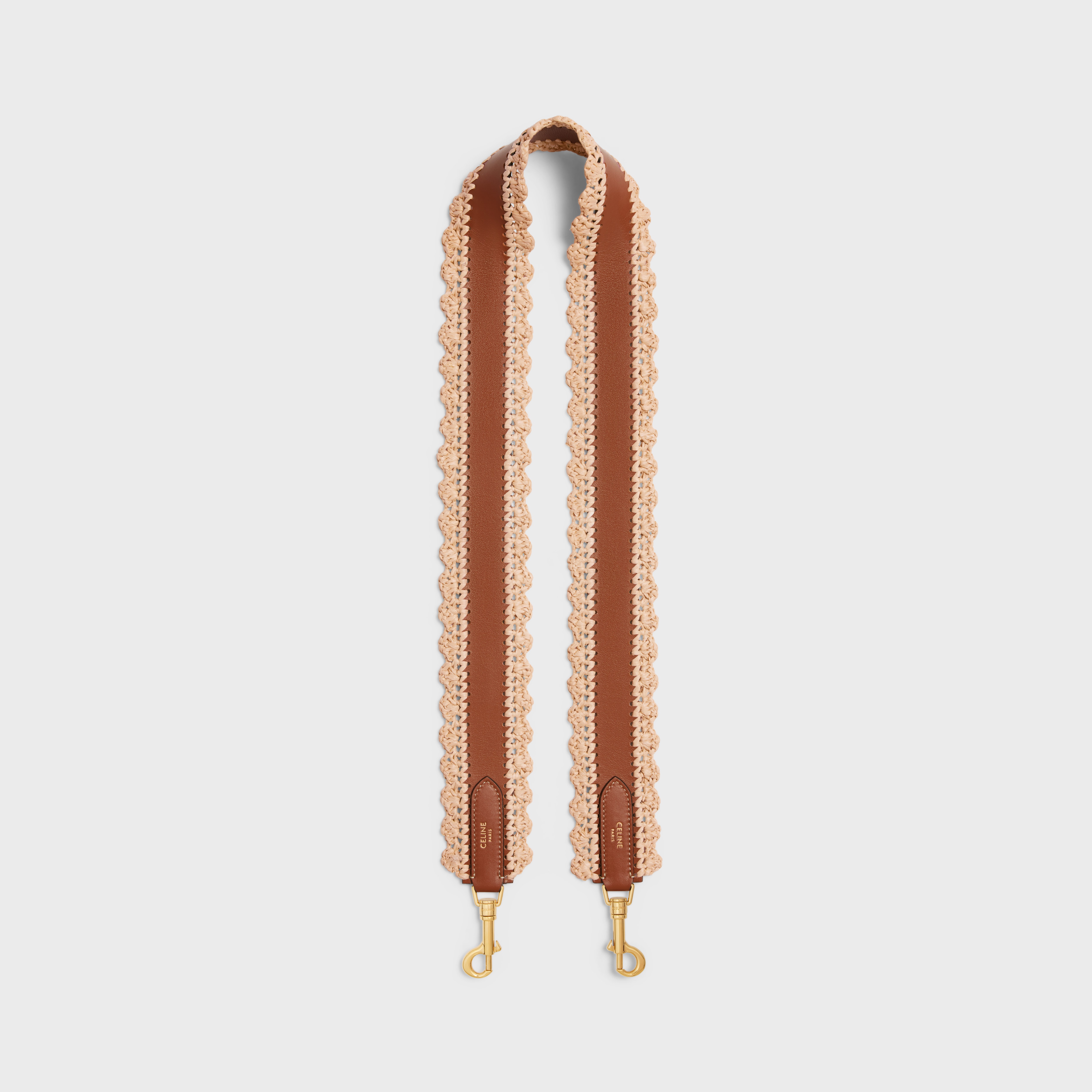 long strap in RAFFIA AND CALFSKIN - 1