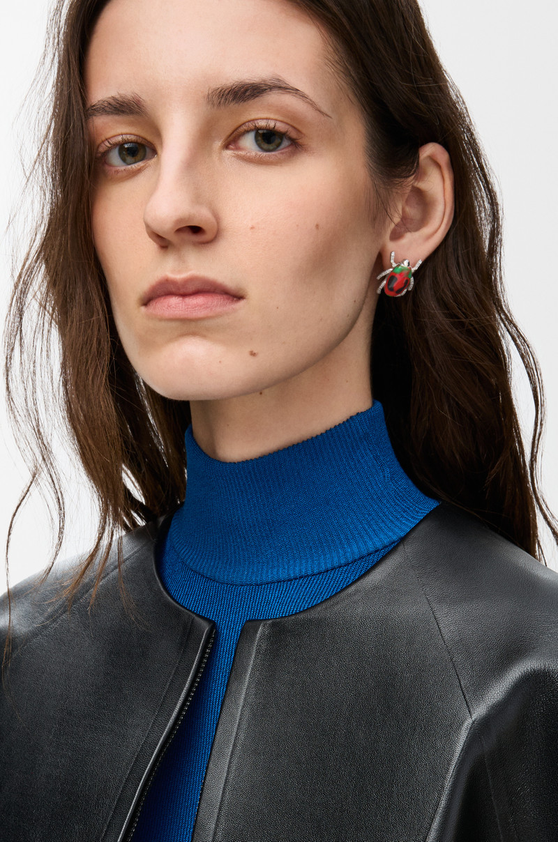 Loewe Scarabeo earrings in sterling silver, enamel and crystal outlook