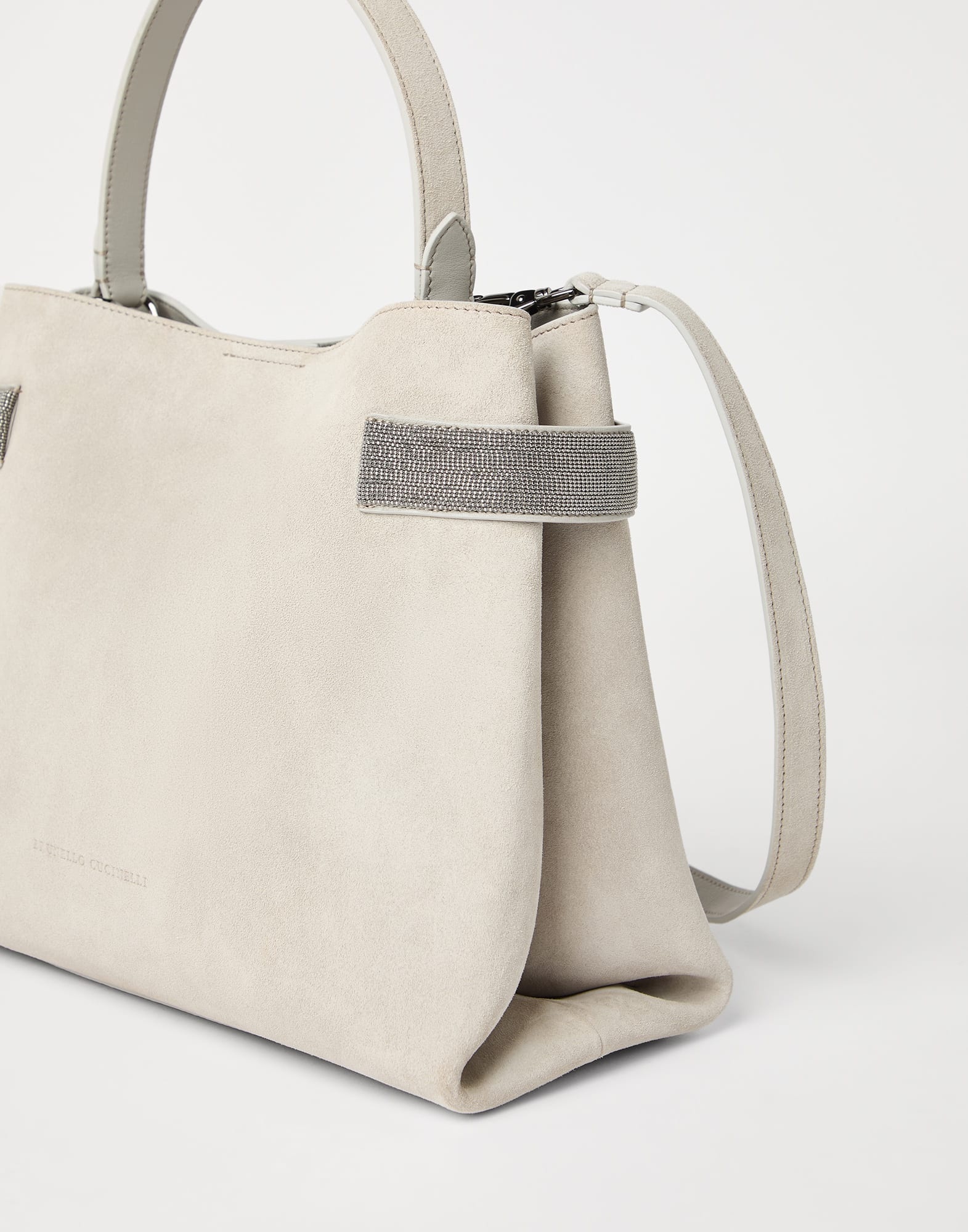 Essence top-handle bag in suede with precious bands - 3